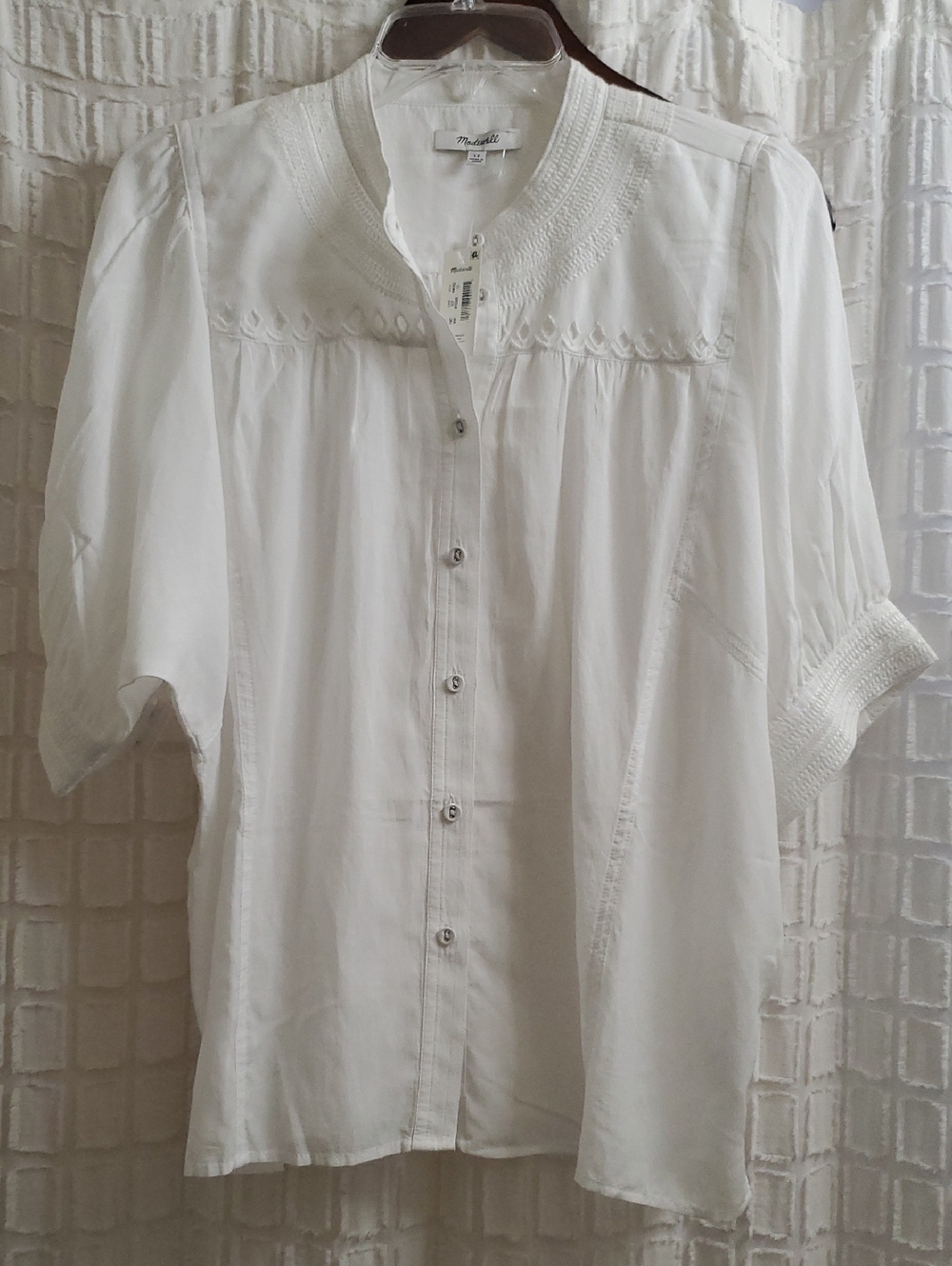 Madewell White Short-Sleeve Button-Front Blouse